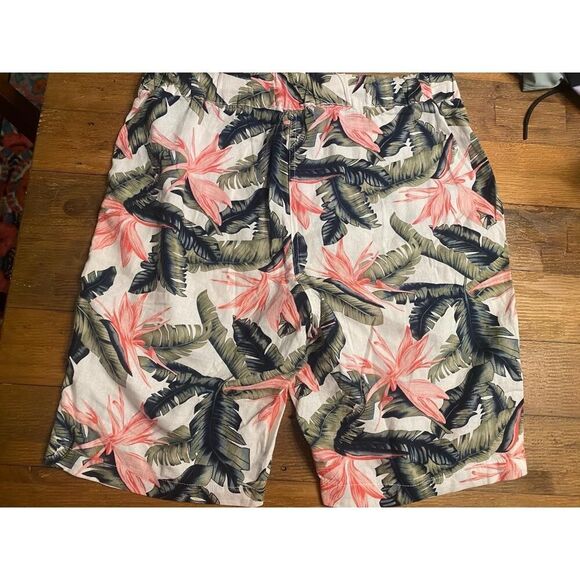 Per Se Medium Linen Shorts Floral Casual Tropical Vacation drawstring - Picture 5 of 5